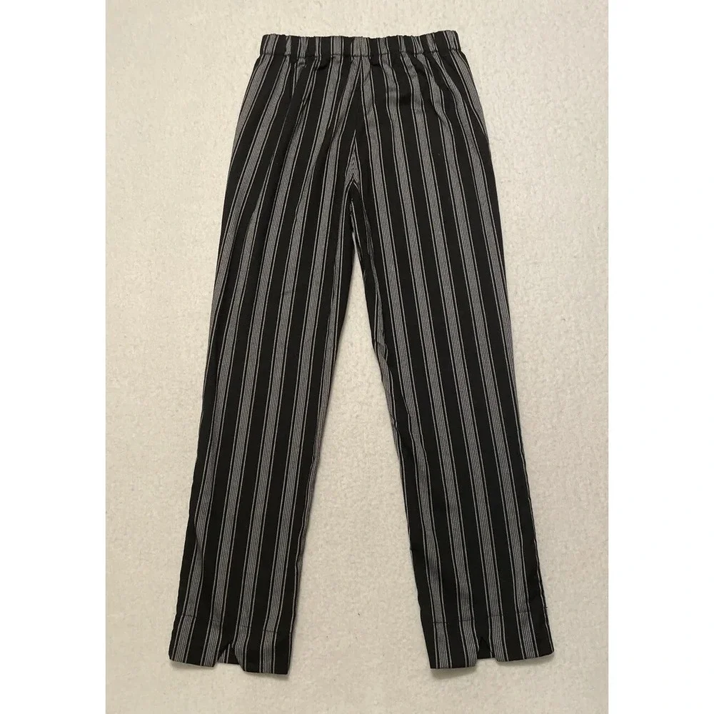 Brandy Melville John Galt Pants Womens 24 Black Stripe Mid Rise Elastic Waist